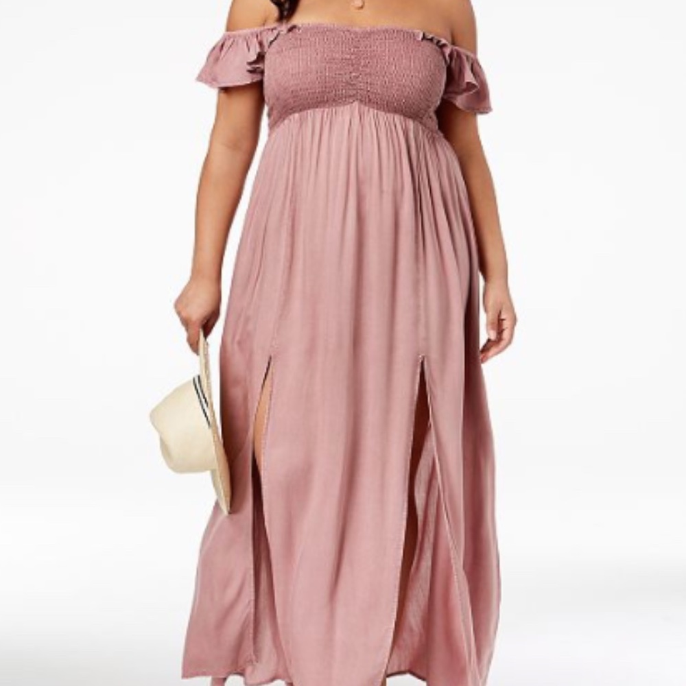 Raviya Plus Size Off-The-Shoulder Maxi Cover-Up